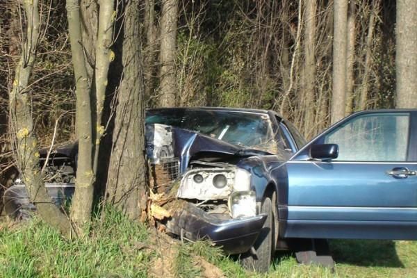 На МКАД нетрезвая девушка за рулем Mercedes врезалась в дерево