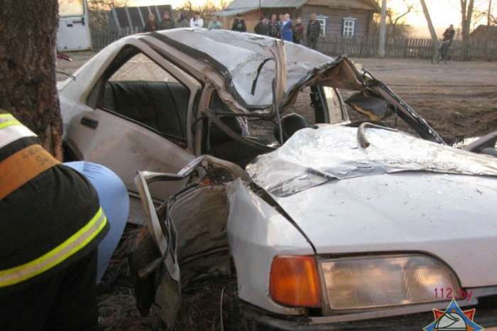 В Быховском районе Ford ударился в дерево - девушку-водителя и пассажирку зажало в салоне