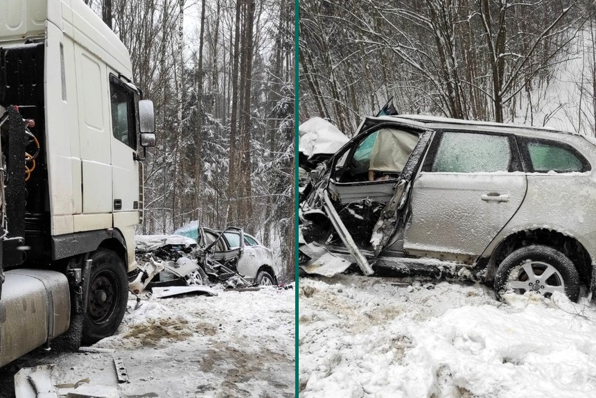 Фура DAF и Volvo XC60 столкнулись на автодороге Р-93 Могилев – Бобруйск. Водителя кроссовера извлекали спасатели