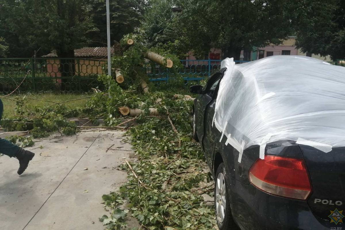 Гроза принесла беду автомобилистам в Бобруйске – повреждено 12 автомобилей