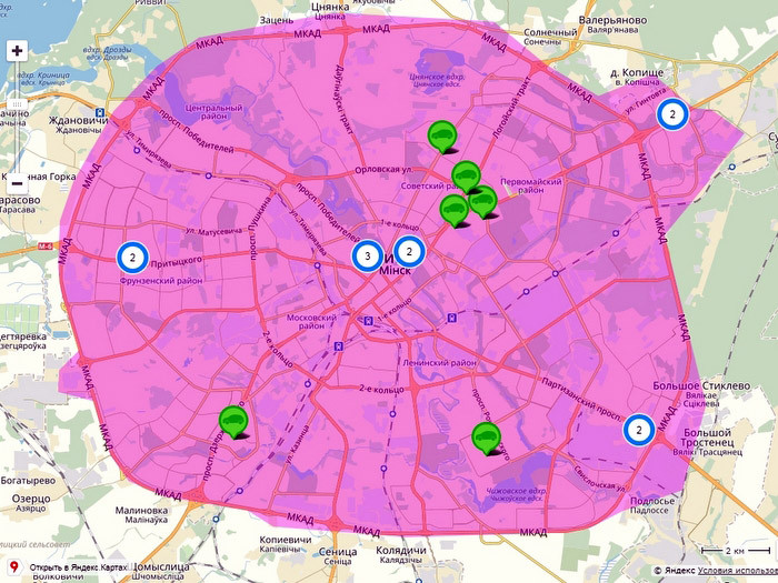 Каршеринг зона покрытия московская область на карте