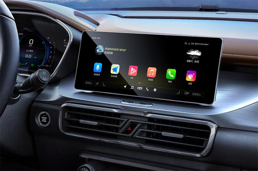 В Сети появились первые фото салона глобального кроссовера Geely SX11