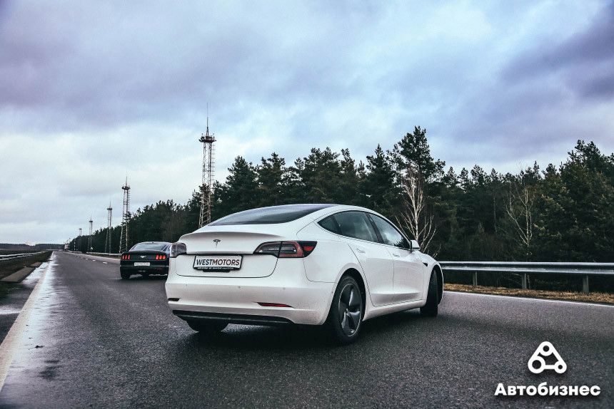 Tesla Model 3 против Ford Mustang: сравнительный тест-драйв и драгрейсинг в Липках
