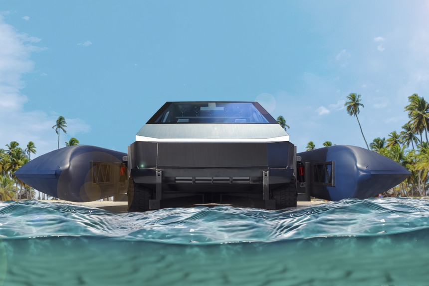 Tesla Cybertruck может быть и таким – получены патенты на катамаран и версию на подводных крыльях