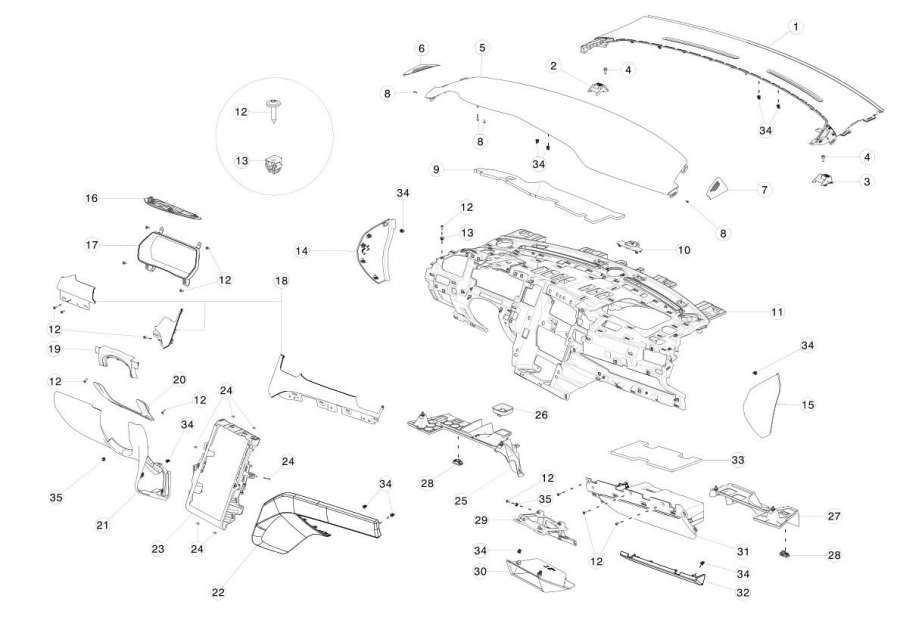 Панель передняя салона (торпедо) к Tesla Model X 2020