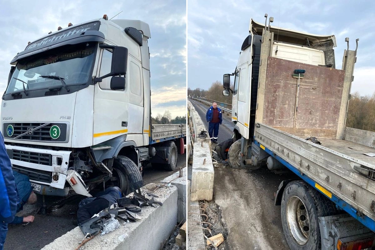 Еще один грузовик попал в ДТП на мосту через Неман рядом с Березовкой