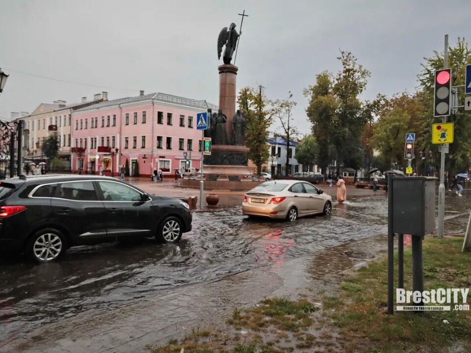 Ливневку забивает листьями: власти Бреста рассказали о причинах подтопления