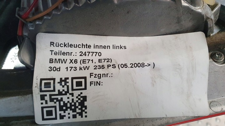 Фонарь задний левый к BMW X6 2007