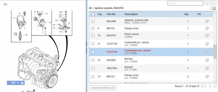 Датчик коленвала к Volvo S40 2004