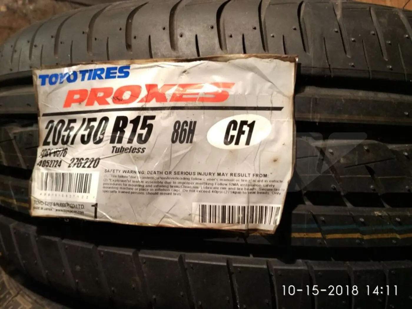 R15 205 50 Toyo proxes cf 1