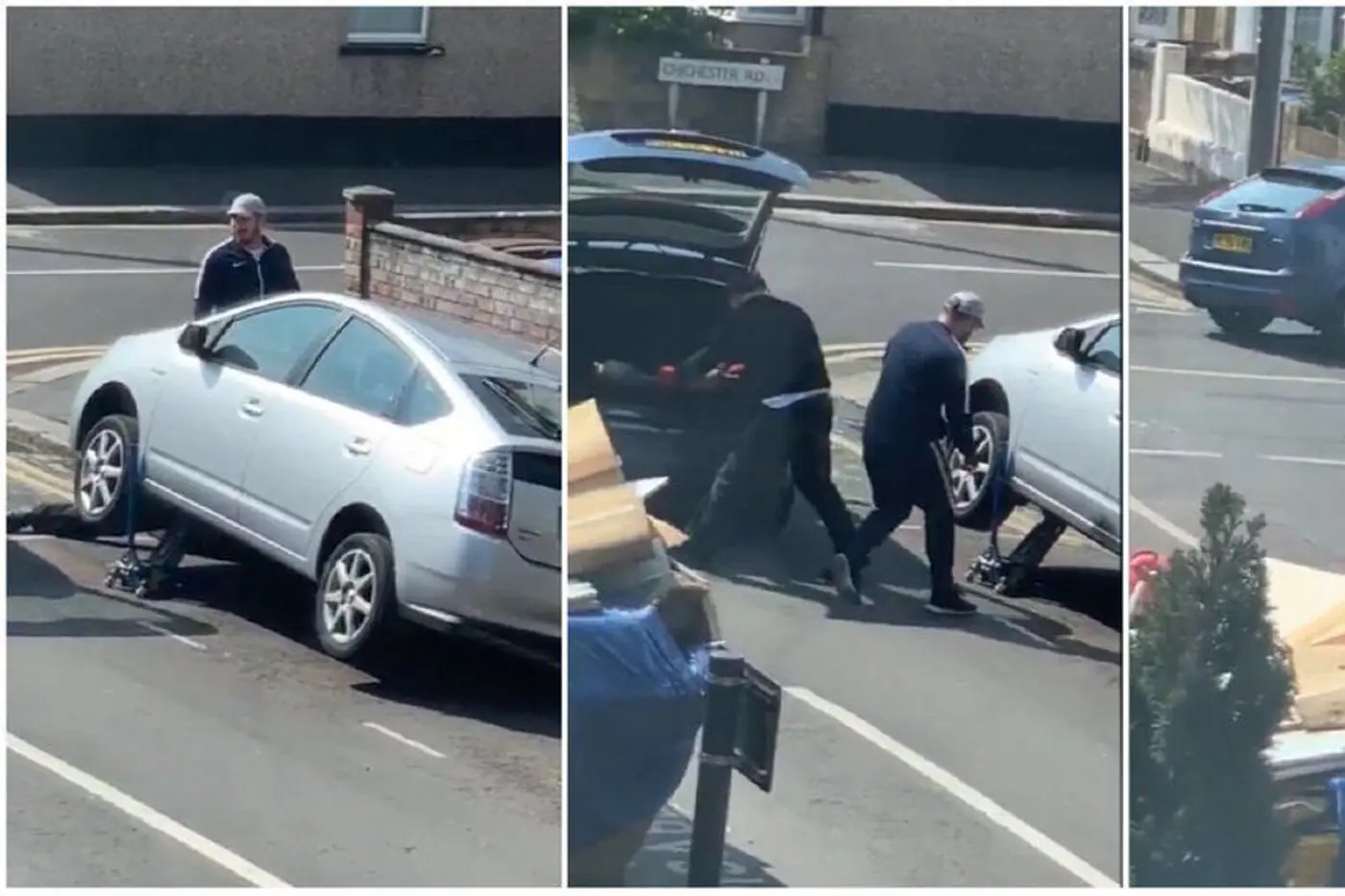 Видеофакт. У Toyota Prius средь бела дня спиливают нейтрализатор