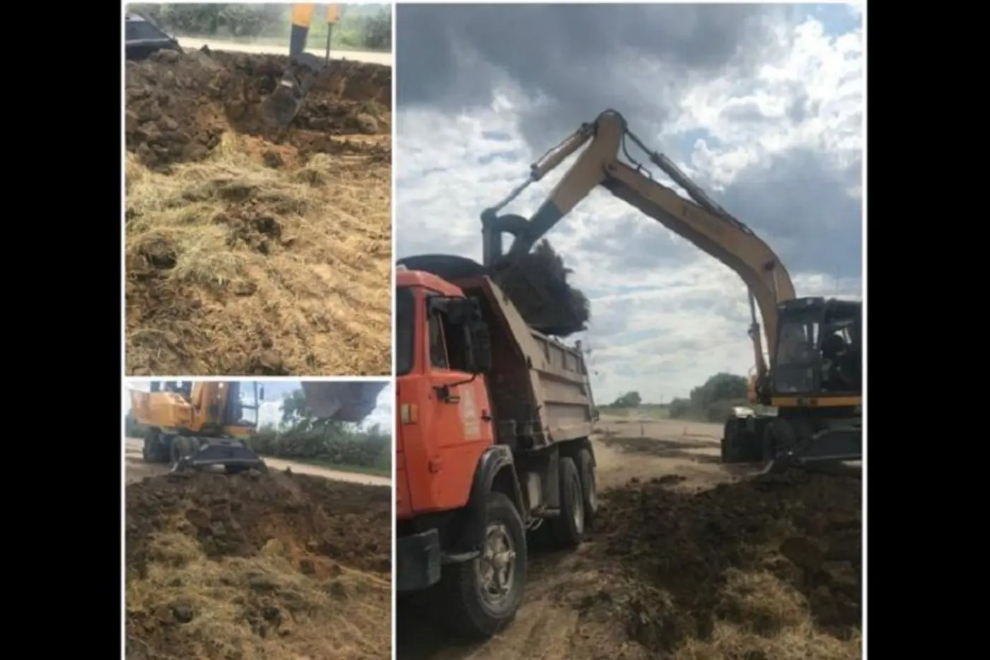 Новосибирские дорожники ремонтировали дорогу соломой, но вовремя одумались