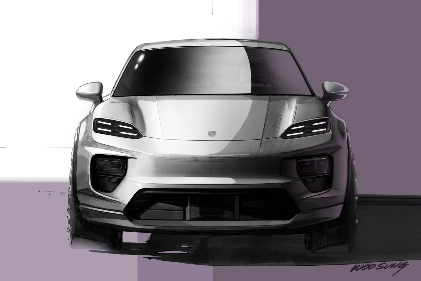 Теперь только электрический! Новый Porche Macan показали на скетчах