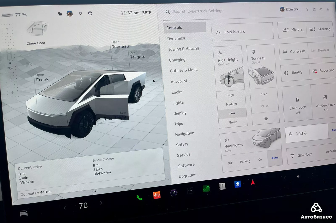 Дисплей Tesla Cybertruck