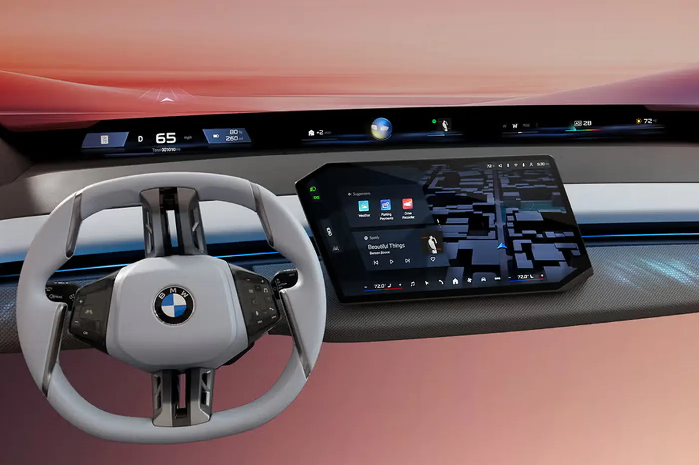 BMW показала мультимедиа с панорамным дисплеем и собственной операционной системой Х