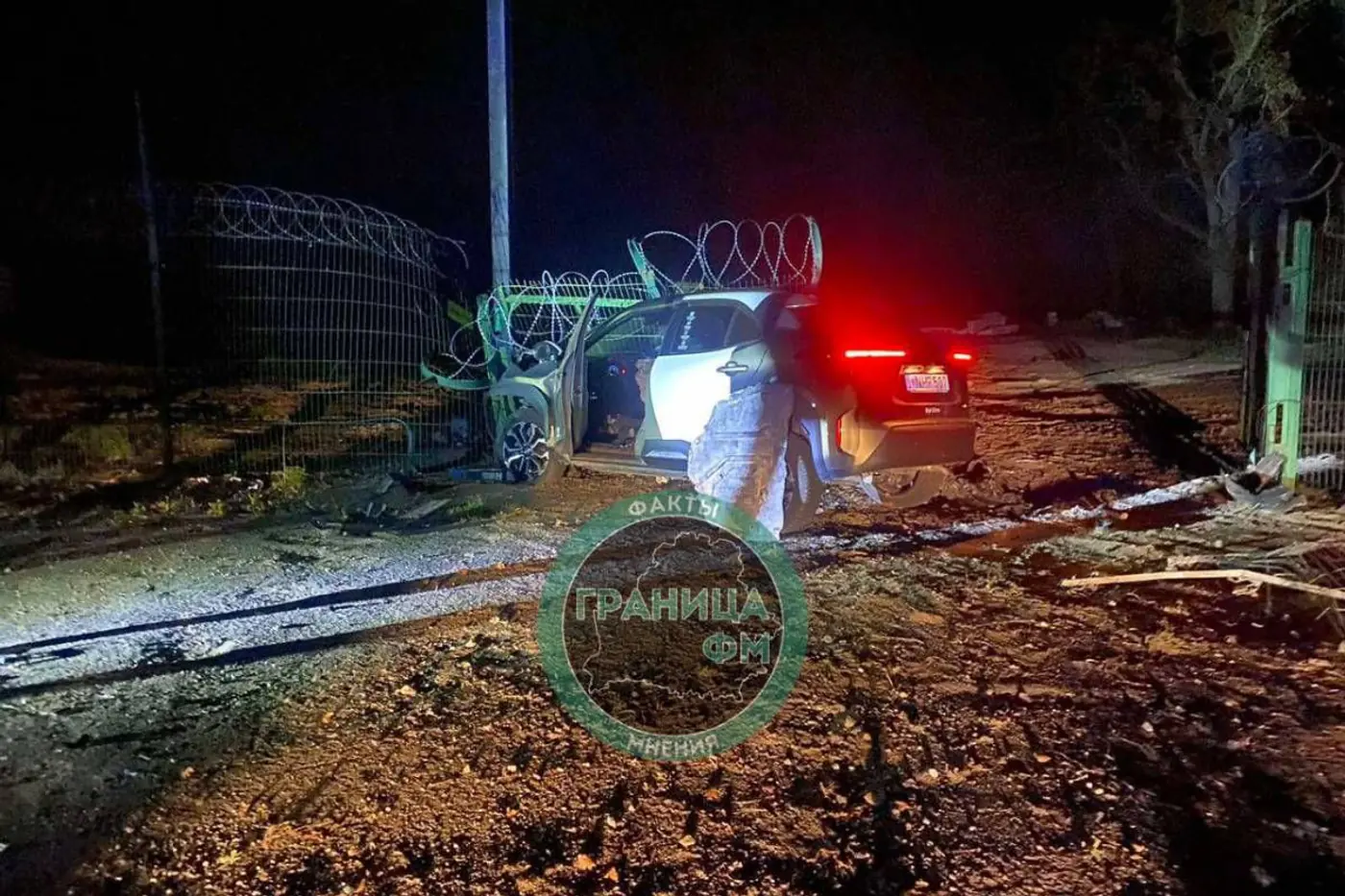 Пьяный литовец протаранил забор на границе и оказался в Беларуси: видео происшествия