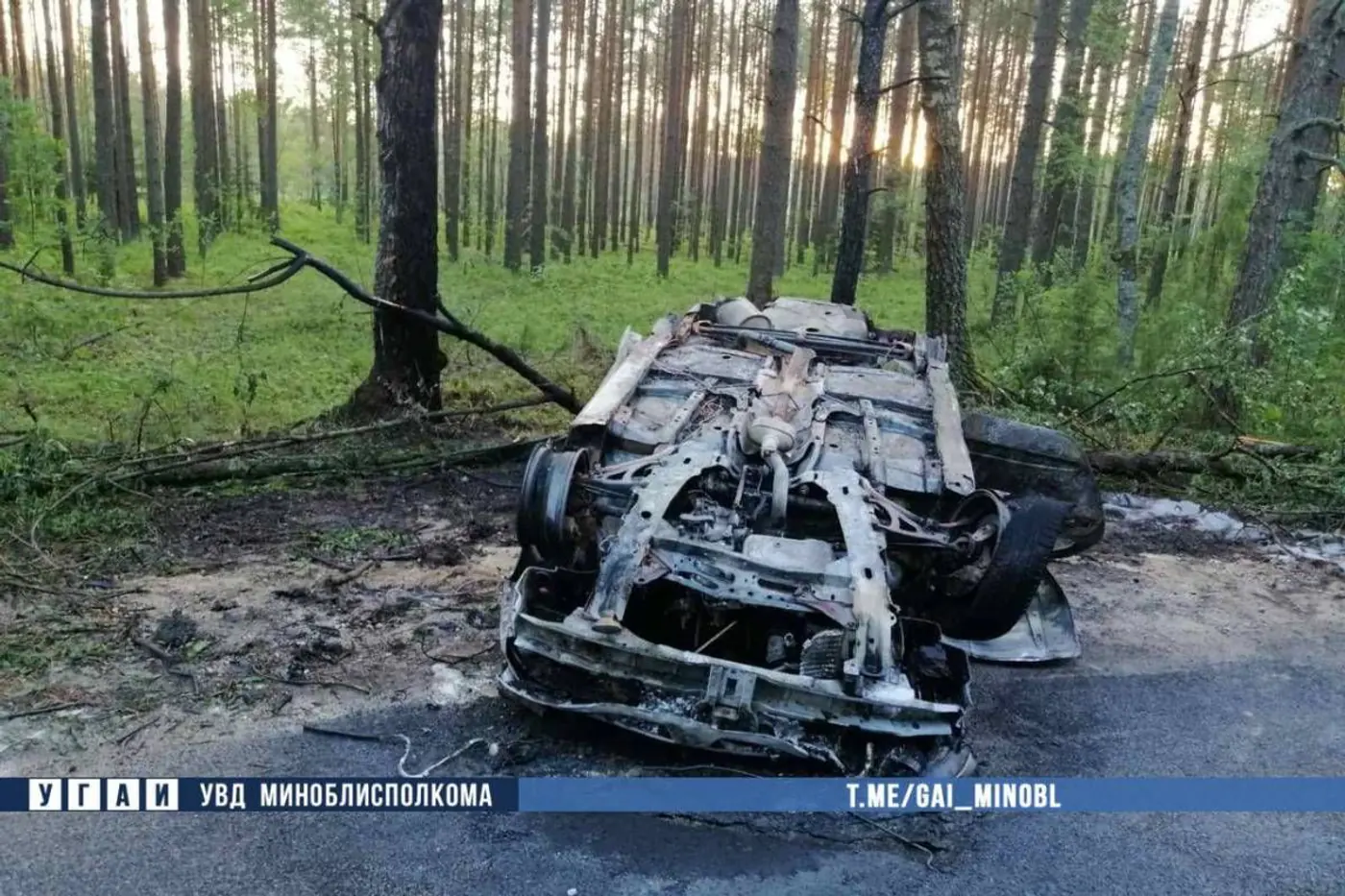 Под Молодечно Renault с бесправником перевернулся на крышу и загорелся