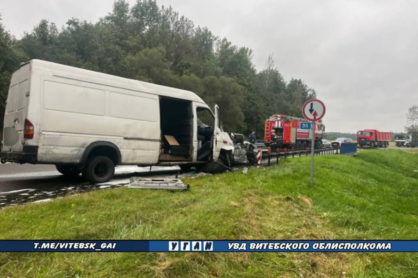 В ДТП под Миорами один из автомобилей загорелся