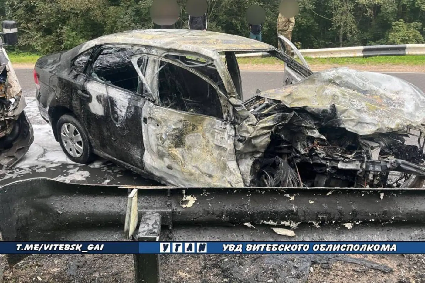В ДТП под Миорами один из автомобилей загорелся