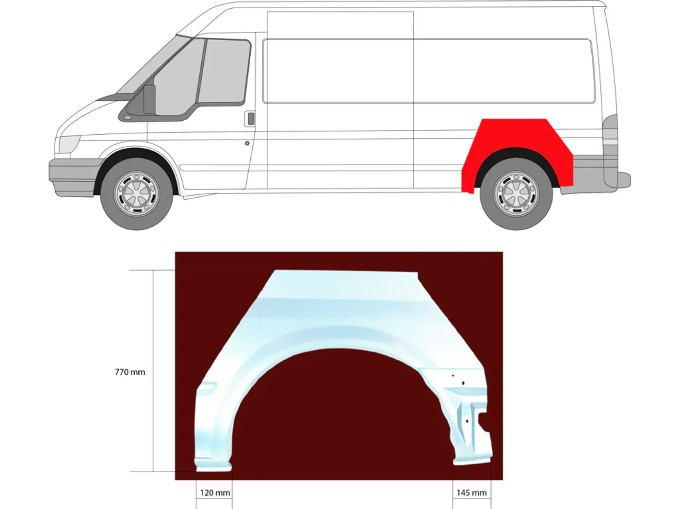 Арка задняя левая к Ford Transit 2002