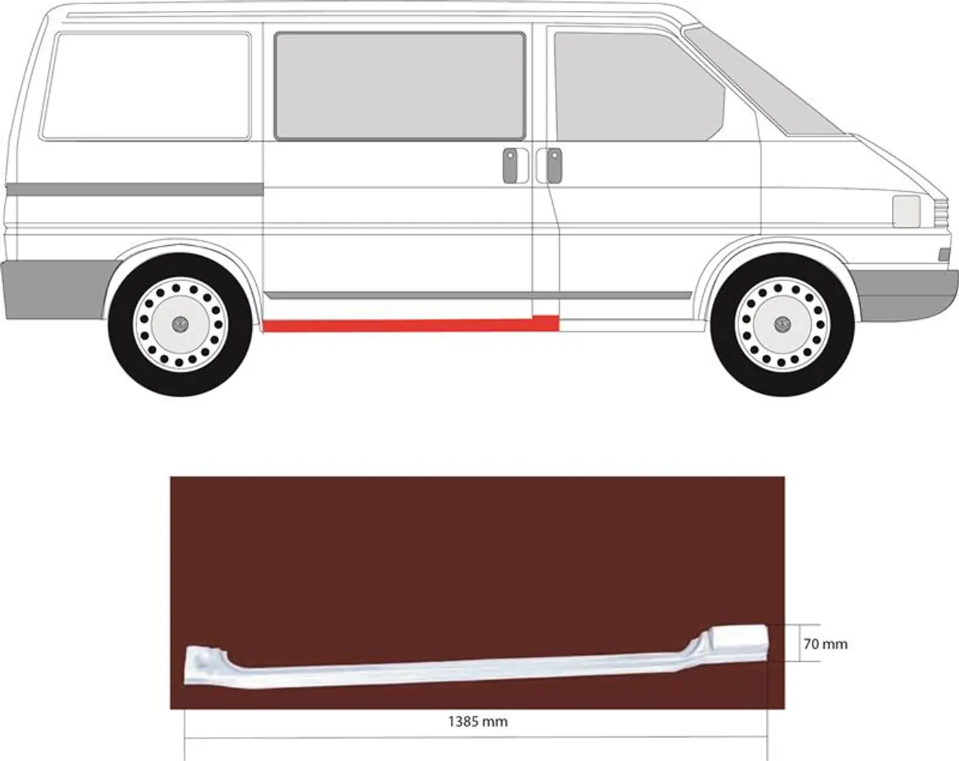 Порог правый к Volkswagen California 1993