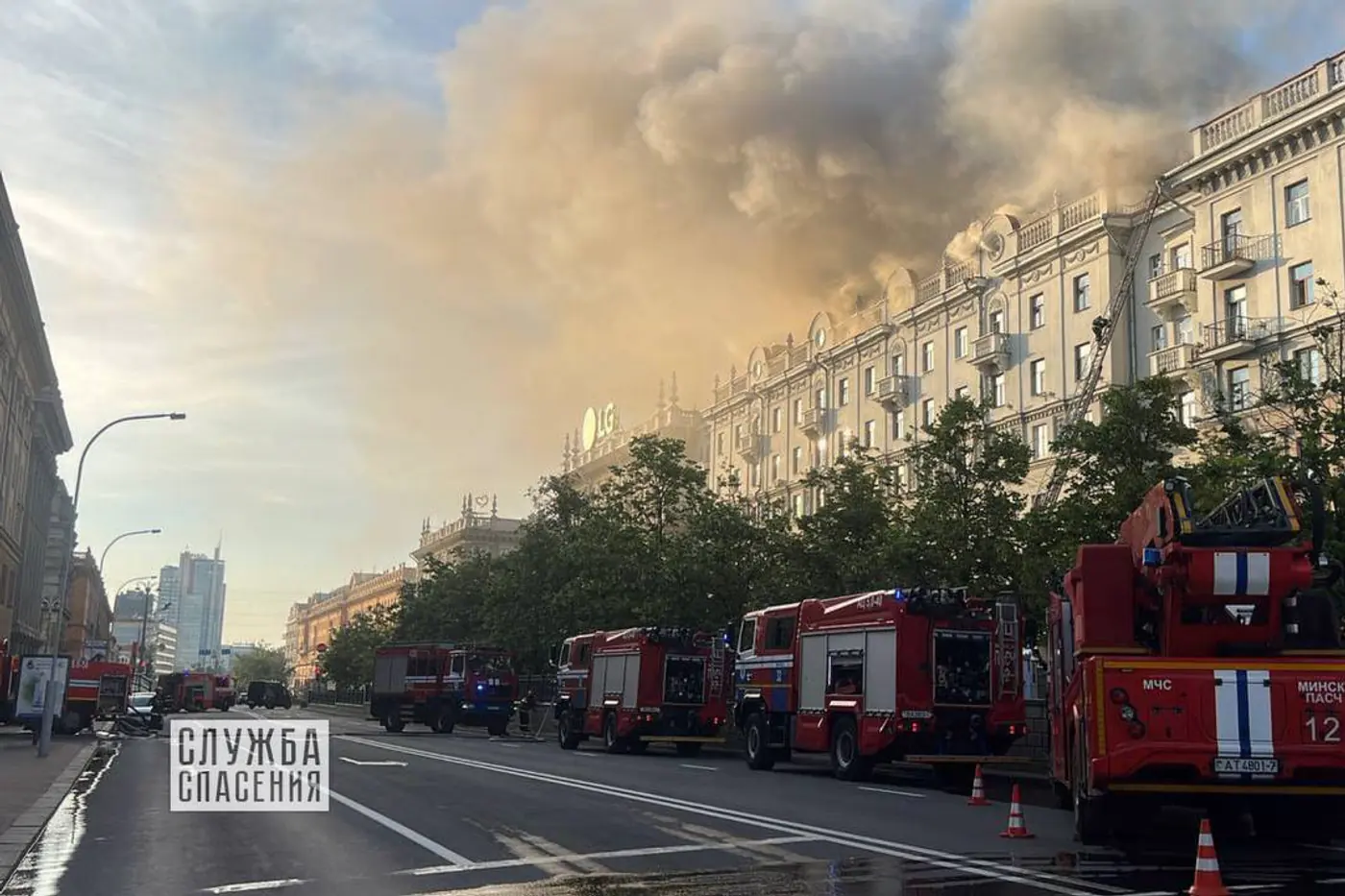 После крупного пожара в Минске ограничили движение по улице Маркса