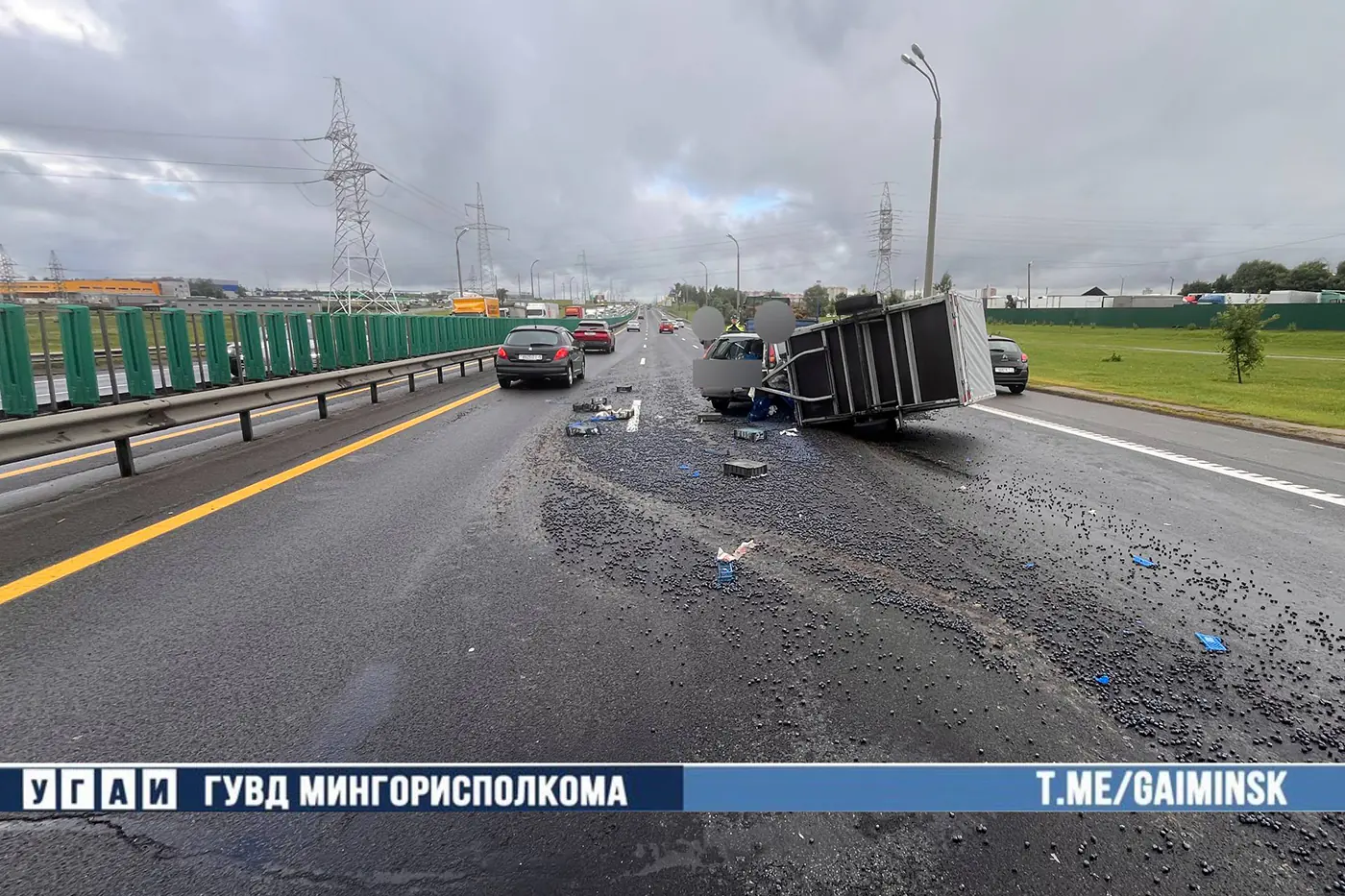 Голубика вместо асфальта: прицеп с ягодами пострадал в аварии
